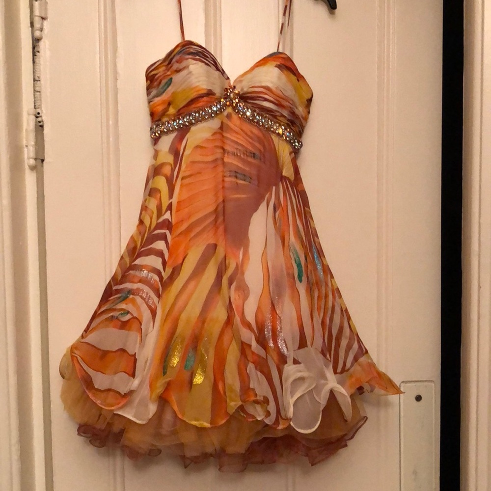 Terani Couture spaghetti strap cocktail dress